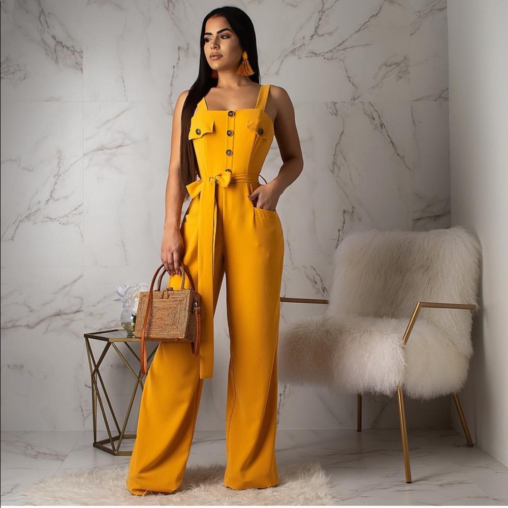 Hot Miami Styles Mustard Jumpsuit